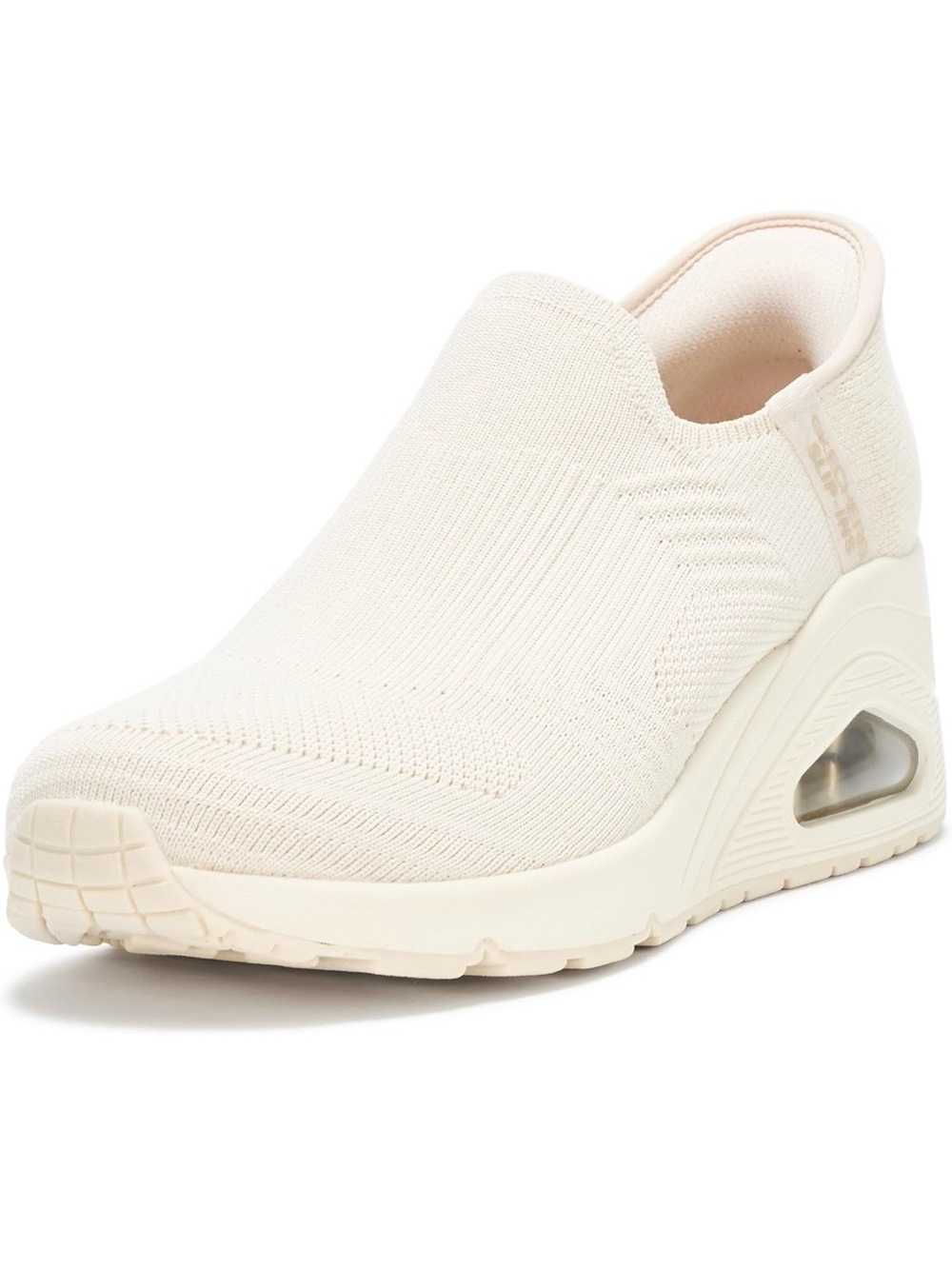 Skechers Uno Wedge Slip-In Knit Athletic Hands Free Sneakers Cream/Off White 8.5